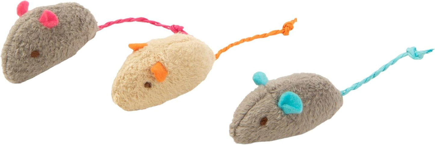 Skitter Critters Cat Toy Catnip Mice, 3/Pkg, Gray, Beige (39384)