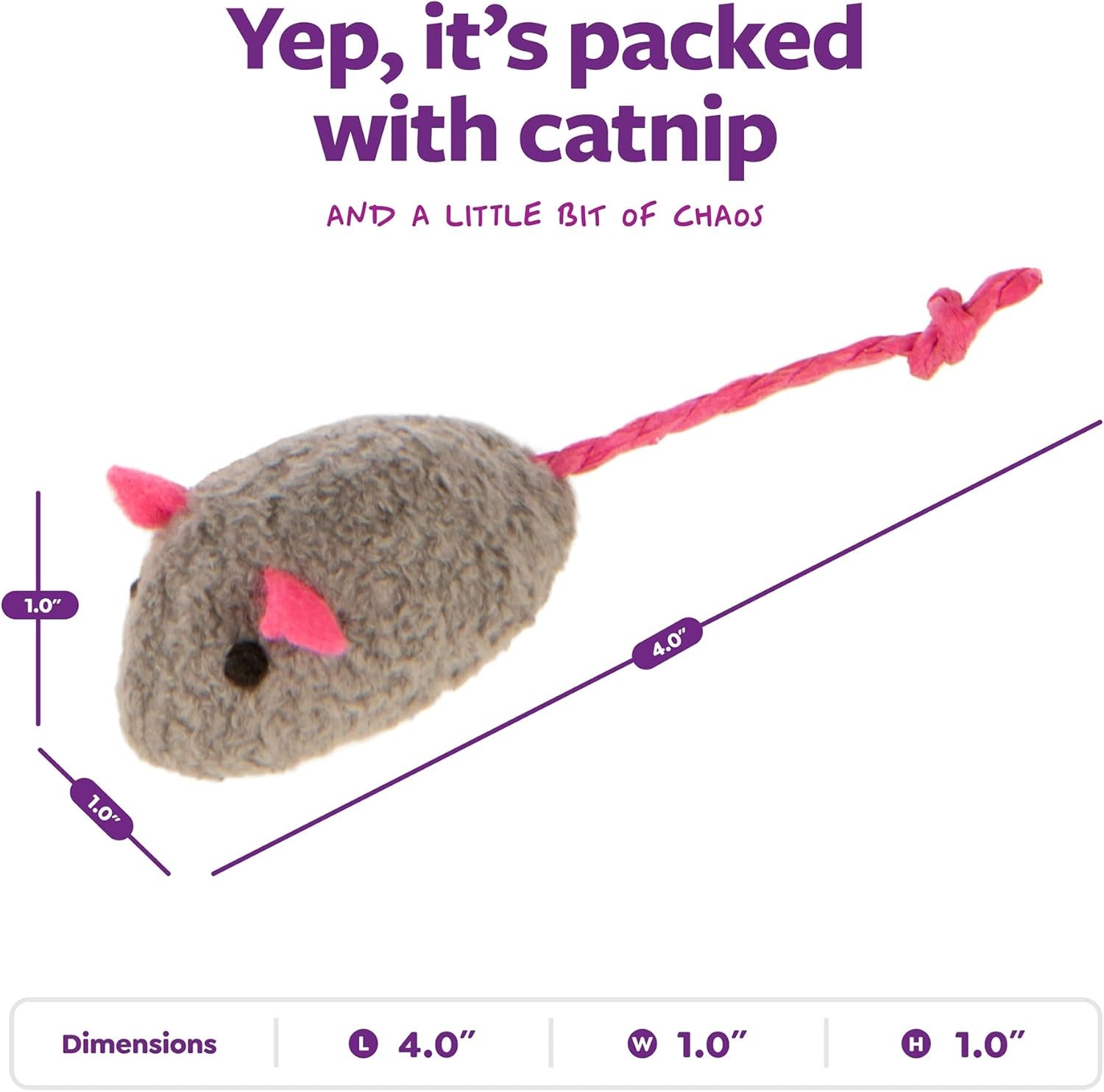 Skitter Critters Cat Toy Catnip Mice, 3/Pkg, Gray, Beige (39384)