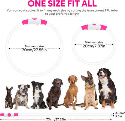 LED Dog Collar, USB Rechargeable Light up Dog Collars, TPU Cuttable Light Dog Necklace Glow in the Dark (Pink)